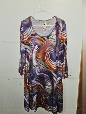 Women's nwt orange and purple multicolor long sleeve dress Size 2XL Business